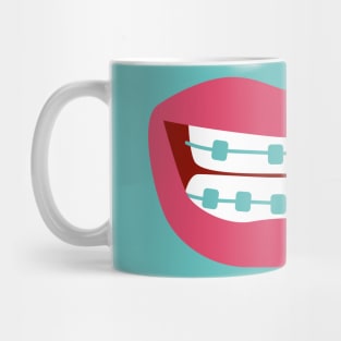 Woman smiling with teeth braces Mug